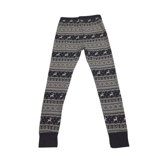 Old Navy Womens Fair Isle Reindeer Print Thermal Leggings M Black/White - Picture 2 of 8